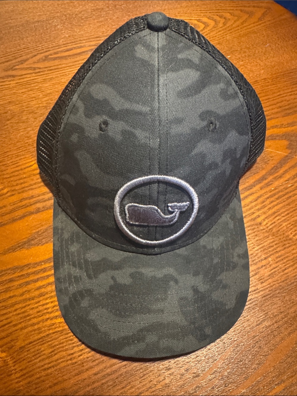 Vineyard Vines Black Camo Whale Logo Trucker Hat